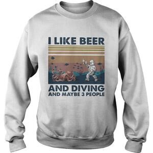 Octopus I Like Beer And Diving And Maybe 3 People  Retro Shirt